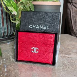 Chanel Caviar Red Leather Card Holder